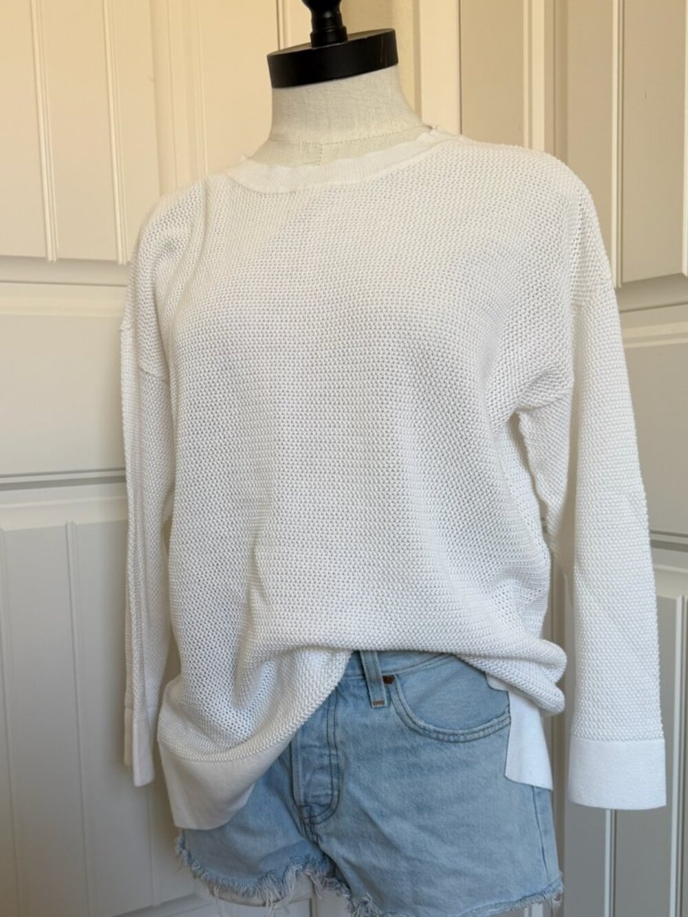 Pure Amici | 100% Cotton Knit Loose Crewneck Sweater